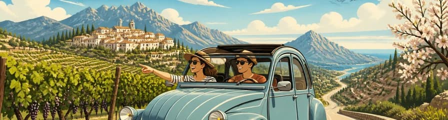 Un recorrido por viñedos y montañas en un clásico 2CV