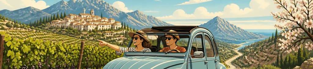 Un recorrido por viñedos y montañas en un clásico 2CV