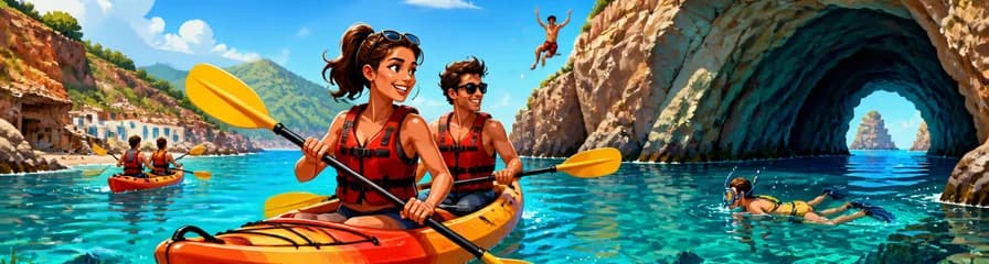 Aventura de kayak y snorkel por cuevas marinas y aguas cristalinas en Ibiza, España