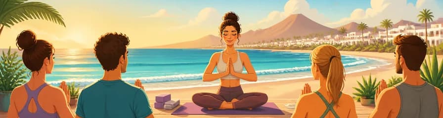 Sesión de Hatha yoga en Puerto del Carmen, España