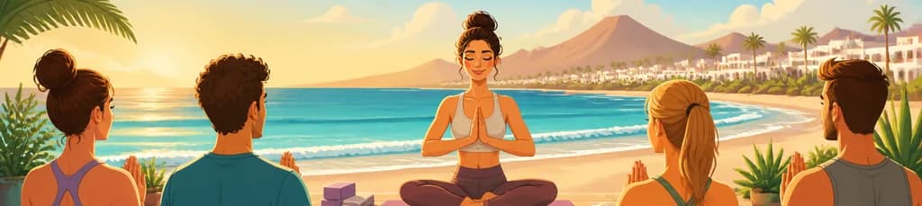 Sesión de Hatha yoga en Puerto del Carmen, España