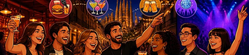 Vive la Noche Social de Barcelona: Tour por Tres Bares y Entrada a un Club