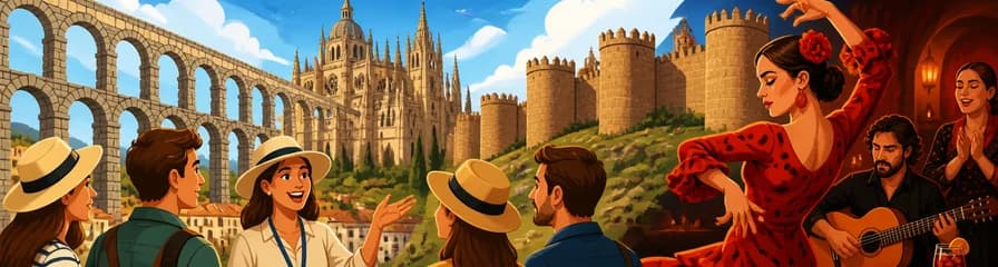 Exploración guiada de Segovia y Ávila con broche flamenco en Madrid