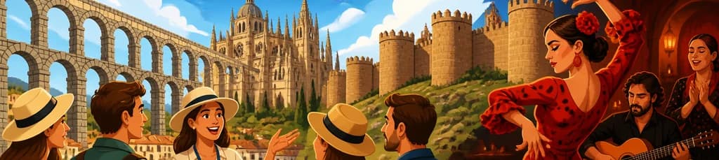 Exploración guiada de Segovia y Ávila con broche flamenco en Madrid