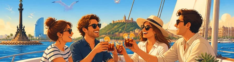 Paseo en velero de 90 minutos por Barcelona con vermú y aperitivos