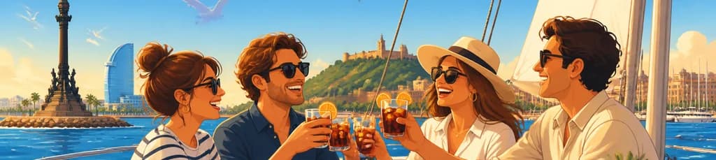 Paseo en velero de 90 minutos por Barcelona con vermú y aperitivos