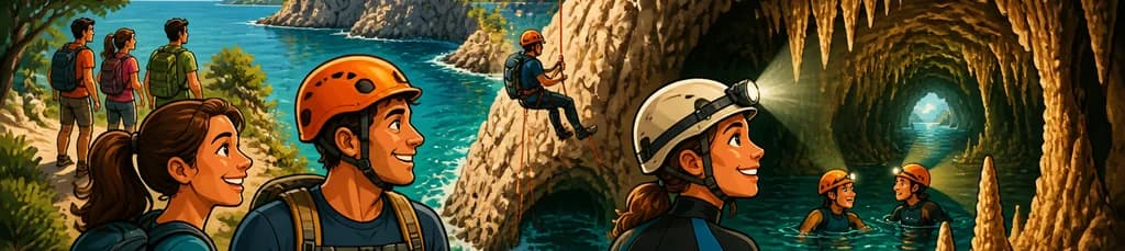 Aventura en la Cueva Marina de Estany d'en Mas: Senderismo Costero y Rappel en Cala Falcó