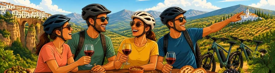 Aventura en bicicleta eléctrica: tour de vinos y tapas con recogida en Ronda (jornada completa)