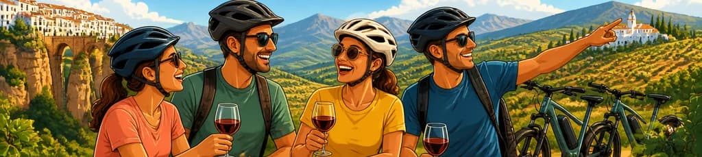 Aventura en bicicleta eléctrica: tour de vinos y tapas con recogida en Ronda (jornada completa)