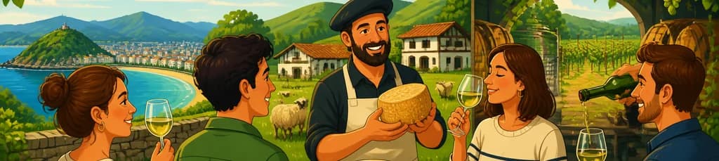 Recorrido privado para explorar el queso vasco y el vino Txakoli partiendo de San Sebastián
