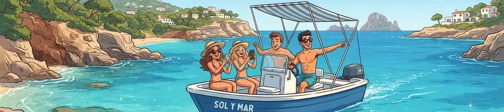Alquiler de barco sin licencia para 4 personas durante 4 horas en Sant Josep de sa Talaia