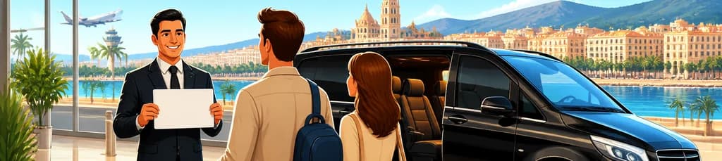 Servicio de traslado de lujo en furgoneta desde el aeropuerto de Málaga AGP a la ciudad de Málaga