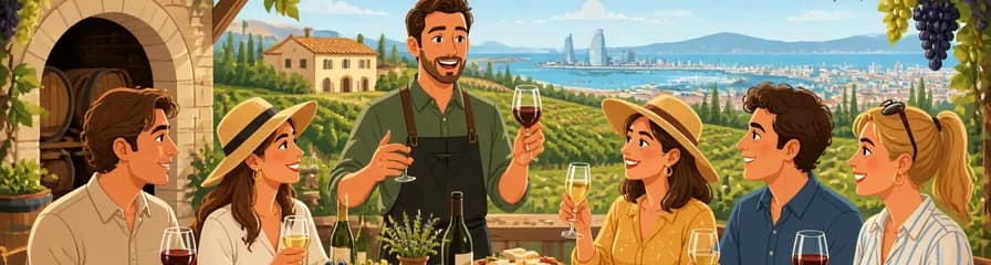Cata de vinos y almuerzo campestre de día completo: Excursión por la costa del puerto de Barcelona