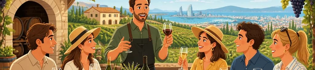 Cata de vinos y almuerzo campestre de día completo: Excursión por la costa del puerto de Barcelona