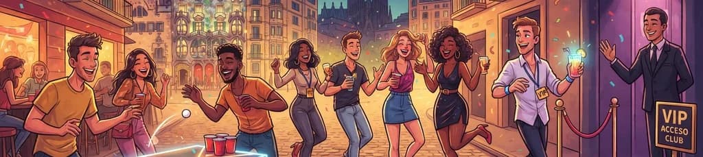 Recorrido de fiesta en Barcelona: Beer Pong, juegos de beber y entrada VIP a discotecas