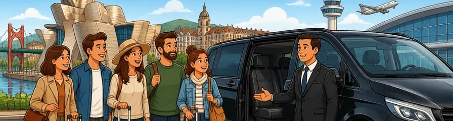 Servicio de traslado privado desde el centro de Bilbao al aeropuerto de Bilbao.