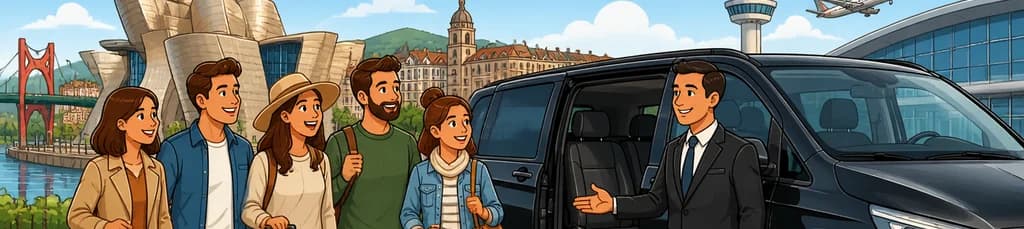 Servicio de traslado privado desde el centro de Bilbao al aeropuerto de Bilbao.