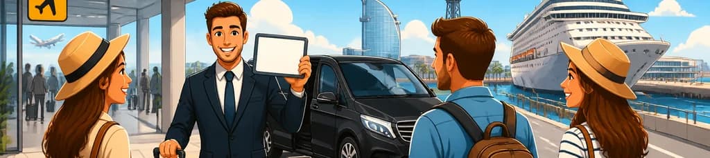 Servicio de traslado particular desde el aeropuerto de El Prat en Barcelona hasta la terminal de cruceros