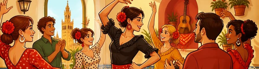 Clase de 90 minutos para aprender a bailar Rumbas o Sevillanas con Flor de Regalo