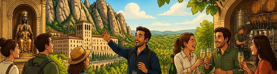 Viaje de un día desde Barcelona para explorar el Monasterio de Montserrat y una Bodega de Cava