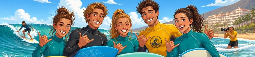Experimenta el surf en grupo en Playa de Las Américas con sesión de fotos