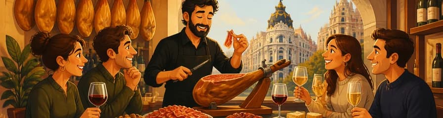 Cata de Jamón Ibérico con Maridaje de Vinos o Cava en Madrid