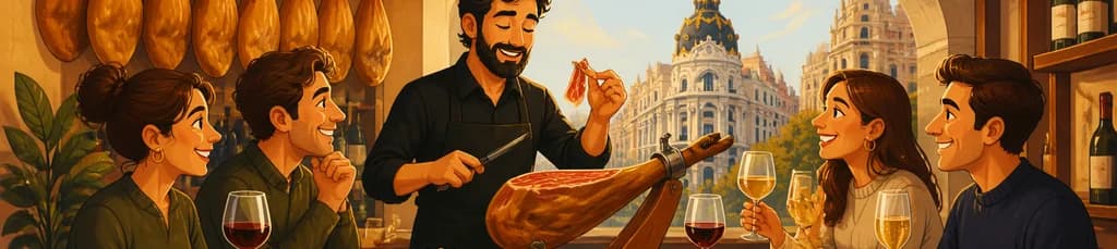 Cata de Jamón Ibérico con Maridaje de Vinos o Cava en Madrid