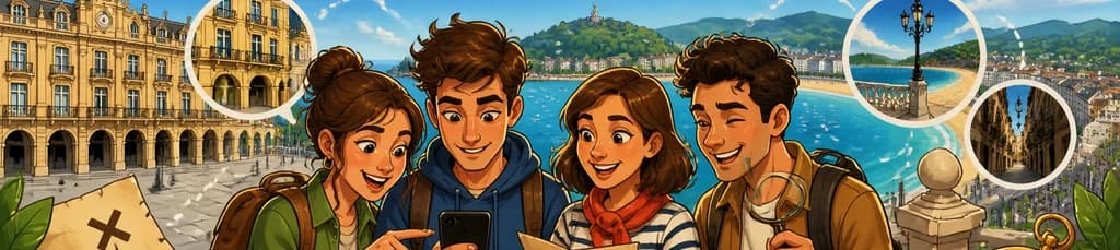Búsqueda del tesoro y recorrido a pie autoguiado por San Sebastián