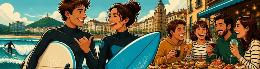 Experiencia de Surf y Recorrido Gastronómico de Pintxos en San Sebastián