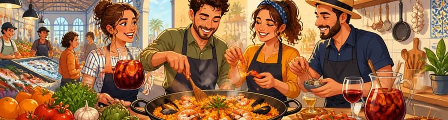 Taller de cocina: Paella de Mariscos, Sangría y Visita al Mercado Local