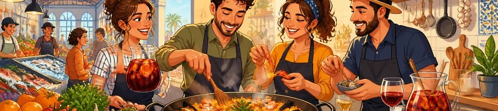 Taller de cocina: Paella de Mariscos, Sangría y Visita al Mercado Local