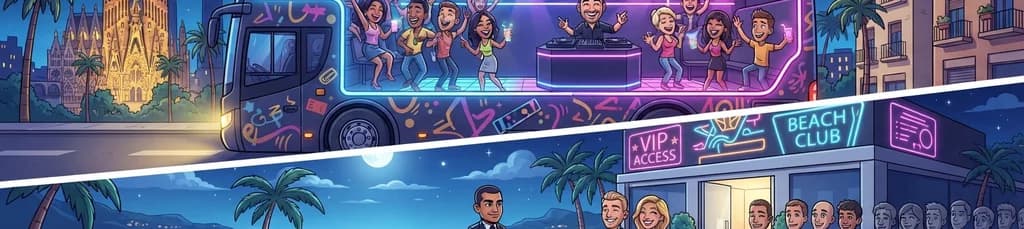 Autobús de fiesta en Barcelona y acceso VIP a discoteca