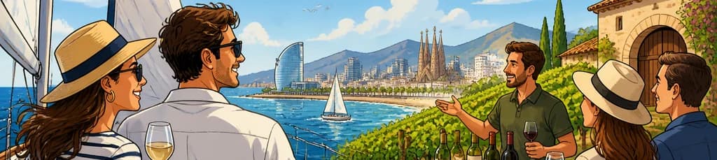 Travesía en velero por Barcelona con visita a bodega en Tiana