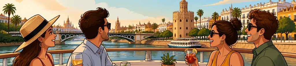 Crucero en barco por Sevilla con bebida y aperitivo