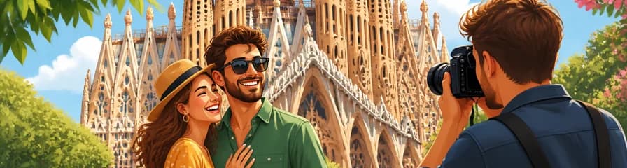 Sesión fotográfica privada en el exterior de la Sagrada Familia en Barcelona