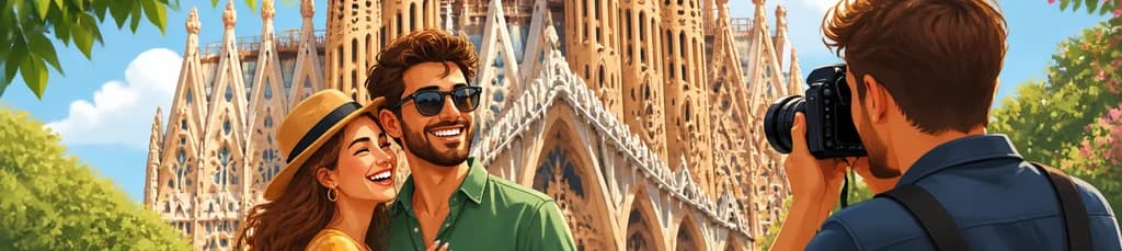 Sesión fotográfica privada en el exterior de la Sagrada Familia en Barcelona
