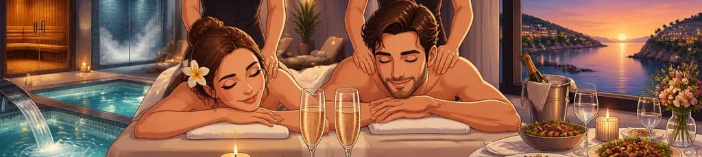 Experiencia de SPA romántica con masaje en pareja y cena en Eurotel Punta Rotja