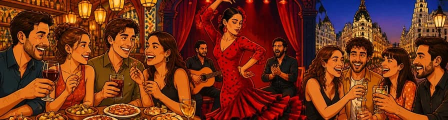 Recorrido guiado de tapas y espectáculo de flamenco en Madrid