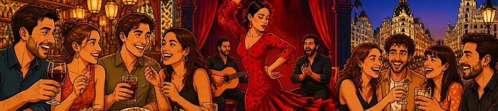 Recorrido guiado de tapas y espectáculo de flamenco en Madrid