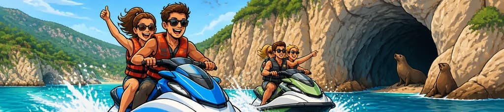 Excursión de 90 minutos en moto acuática a la Cueva de los Leones Marinos en Mallorca