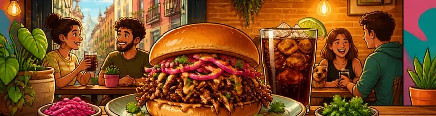 Deliciosa hamburguesa de pulled pork con refresco en Mafrens