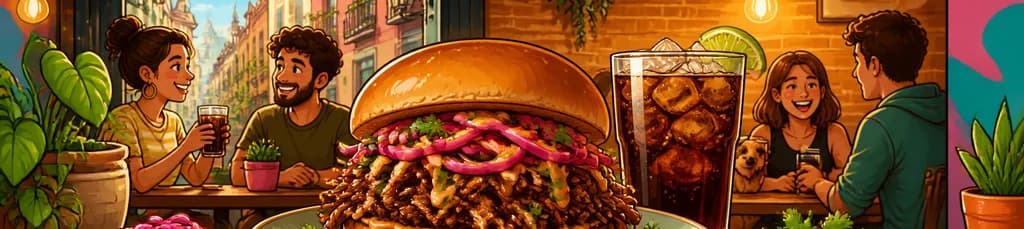 Deliciosa hamburguesa de pulled pork con refresco en Mafrens