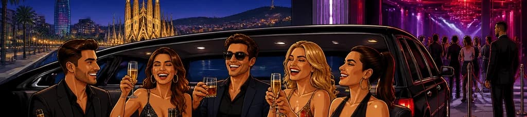 Noche de lujo en Barcelona: viaje en limusina y entrada a discoteca