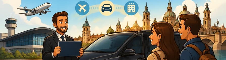 Servicio de traslado privado de ida y vuelta desde el Aeropuerto de Zaragoza (ZAZ) a los hoteles céntricos de Zaragoza