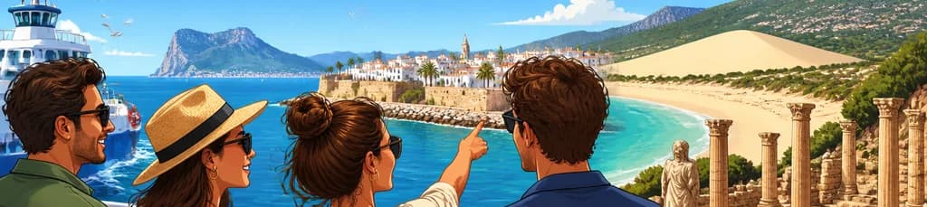Excursión privada por la costa desde el puerto de Sevilla: Tarifa y Bolonia