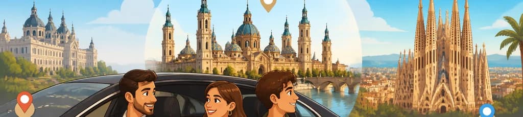 Traslado privado de Madrid a Barcelona con parada de dos horas en Zaragoza