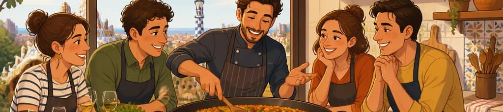 Taller culinario de paella catalana en grupo reducido en Barcelona