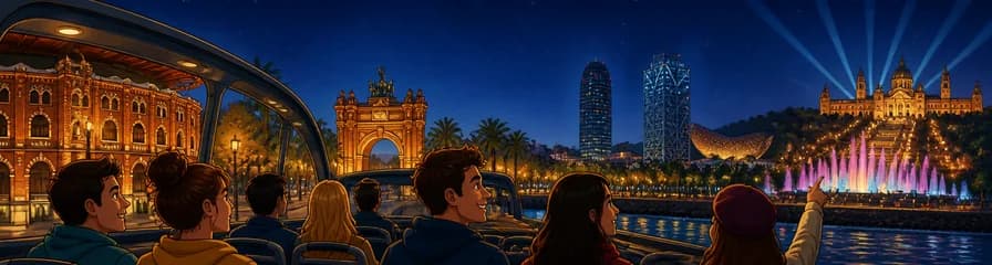 Recorrido panorámico nocturno por la ciudad de Barcelona