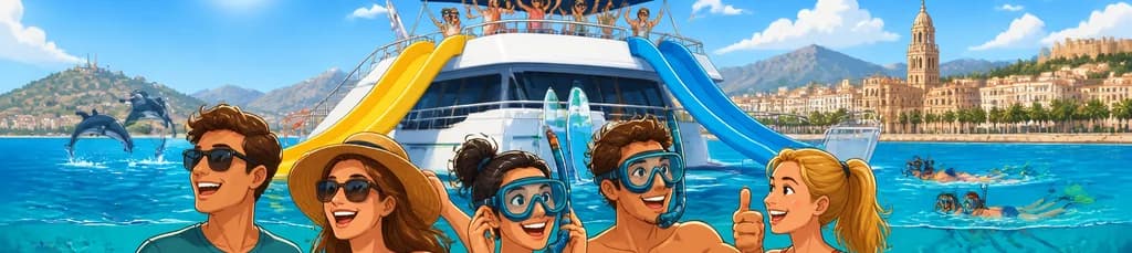 Excursión marítima en barco por Málaga con snorkel, tobogán, almuerzo y servicio de recogida