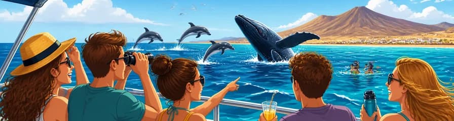 Avistamiento mágico de delfines y ballenas en Morro Jable: 2 horas con bebidas y parada para nadar
